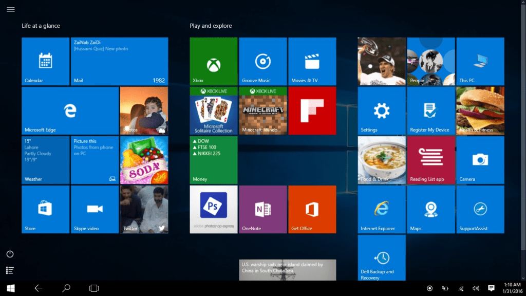 Homepage Windows 10